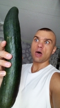 The man with the big cucumber